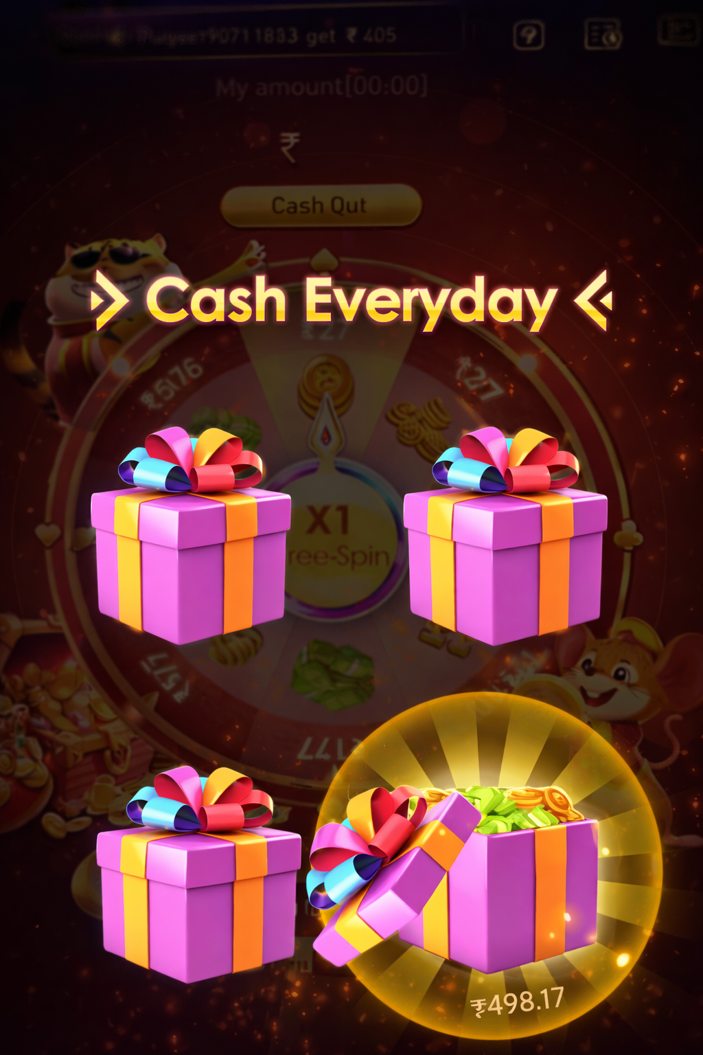 360INR Game promotional banner showing signup bonus and game features